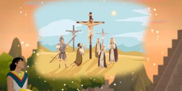Illustration from Evidence Central's new video on the Prophetic Perfect. Artwork by Katie Payne.